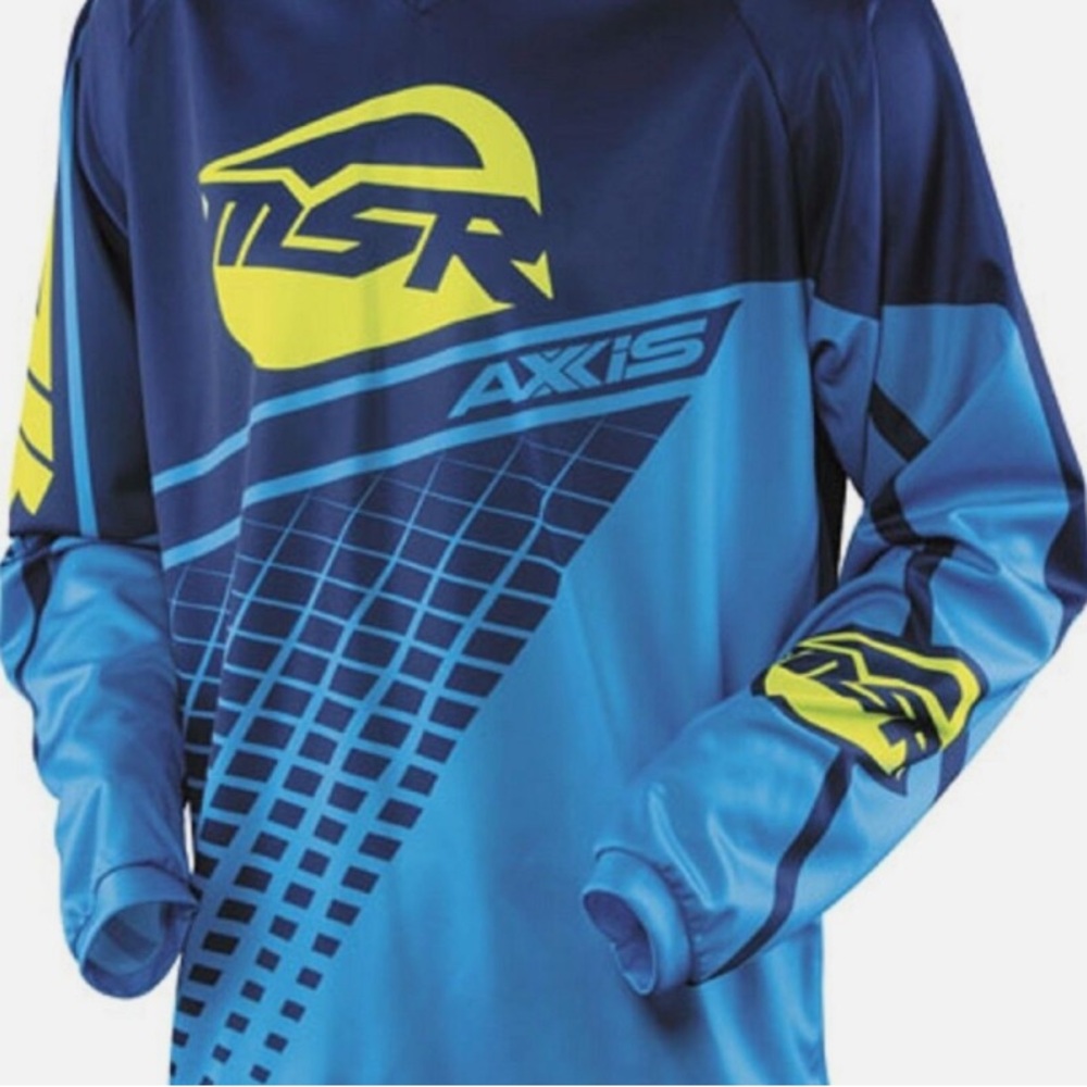MSR AXXIS JERSEY NAVY CYAN BLUE SIZE YOUTH LARGE dirt bike racing gear